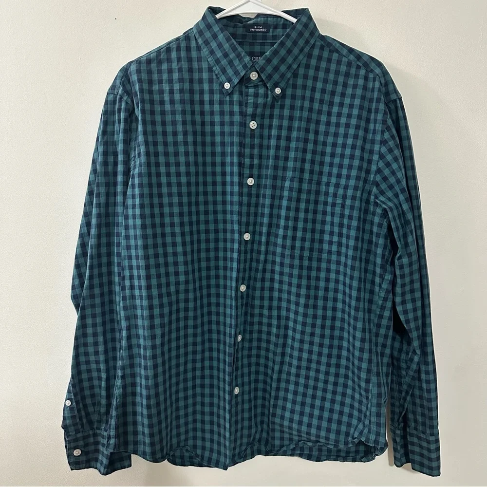 Lot of 2 J.Crew Flex Washed Button‎ Down Shirt Long Sleeve Men’s Sz Large